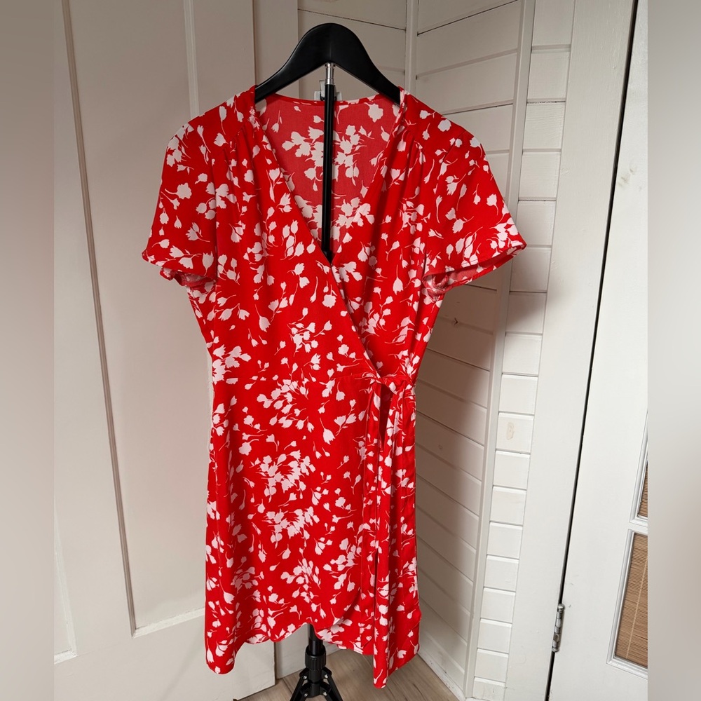 J. Crew Red and White Floral Mini Dress